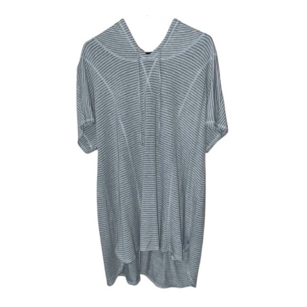 Lane Bryant Short Sleeve Grey and White Plus Size Hoodie Shirt